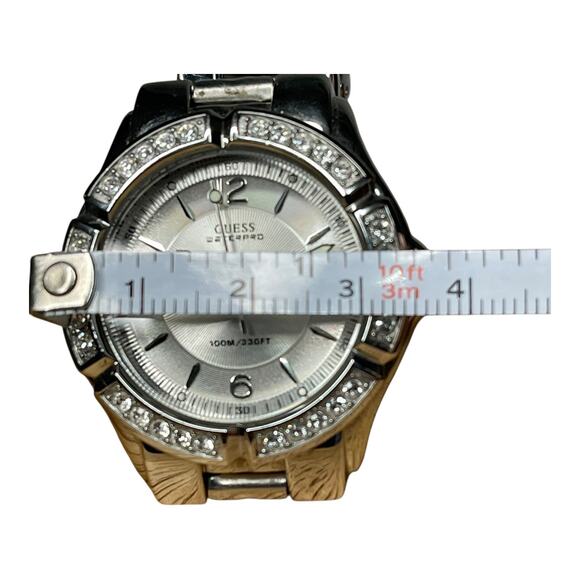 GUESS Waterpro Women’s Silver Tone Crystal Bezel Bracelet Watch Needs Battery